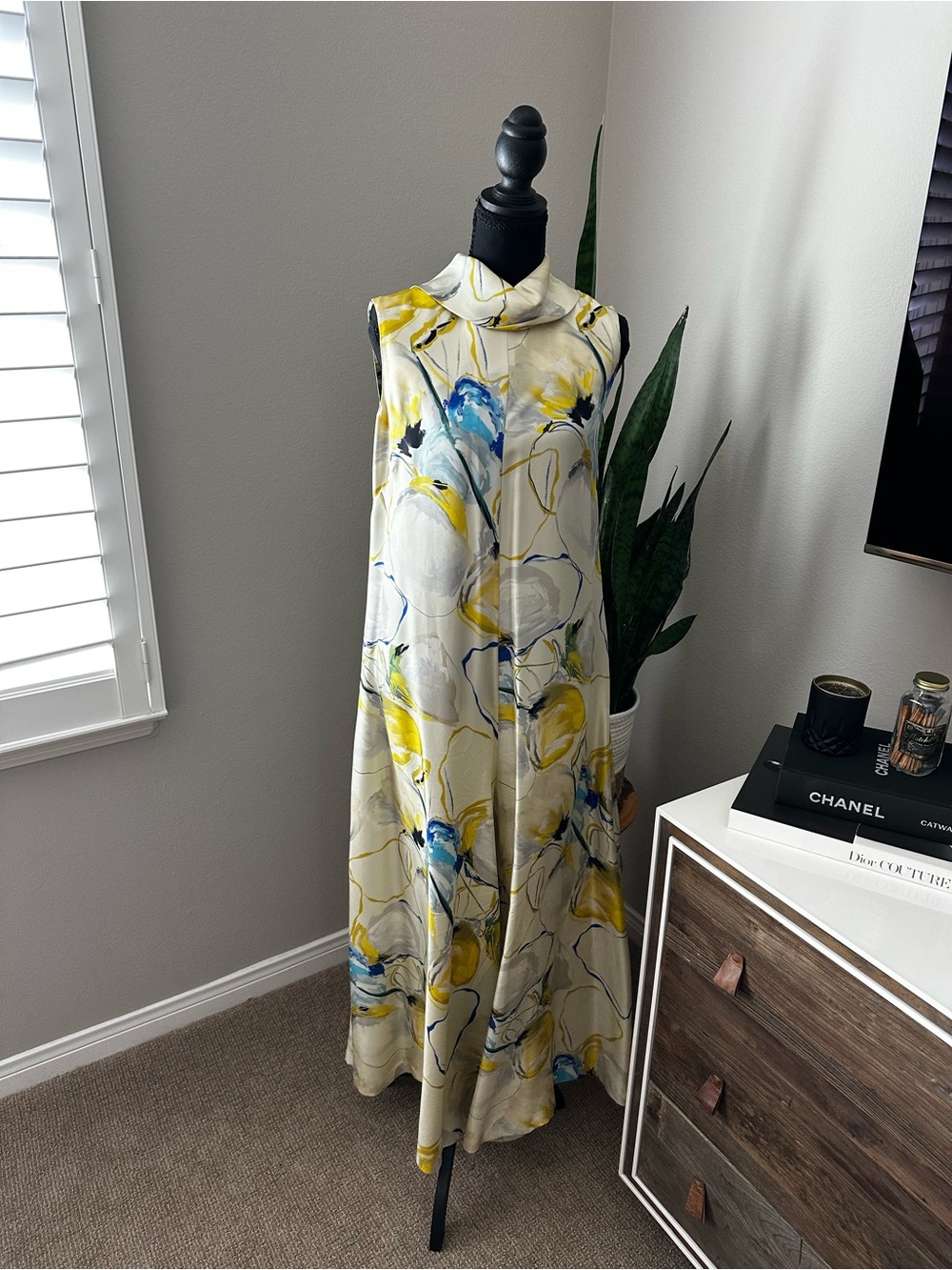 Sika Floral Sleeveless Maxi Jumpsuit in Yellow, Blue & Cream. NVW